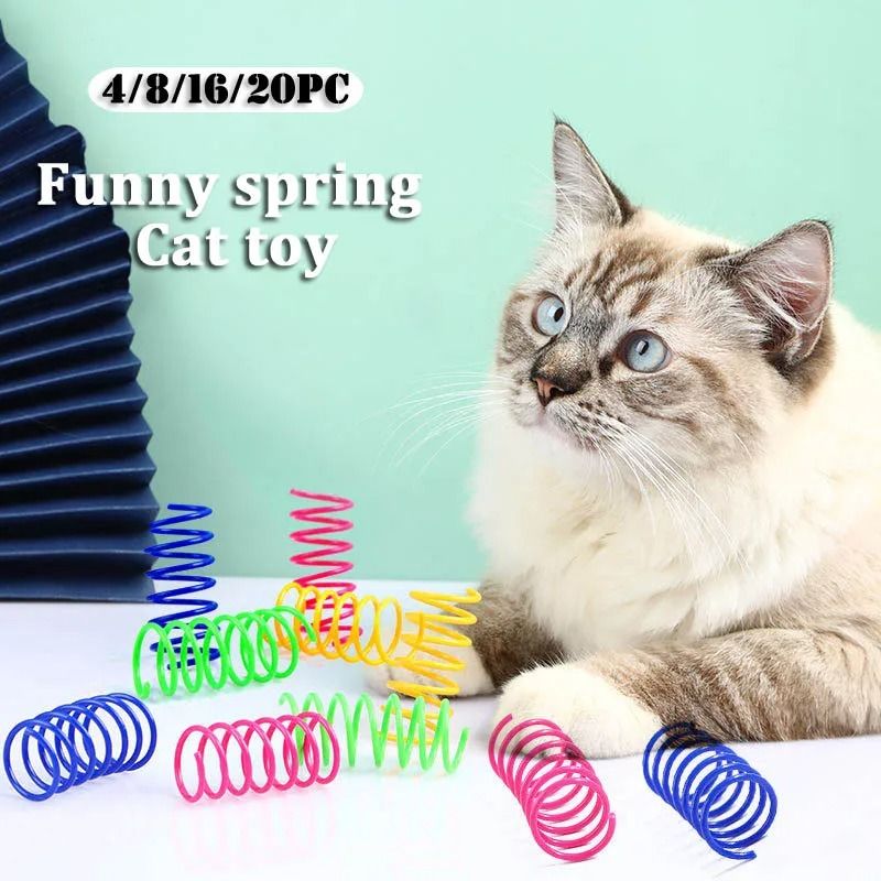 Colorful Spiral Spring Cat Toy Set Interactive Bouncy Chase & Chew Toys for Kittens