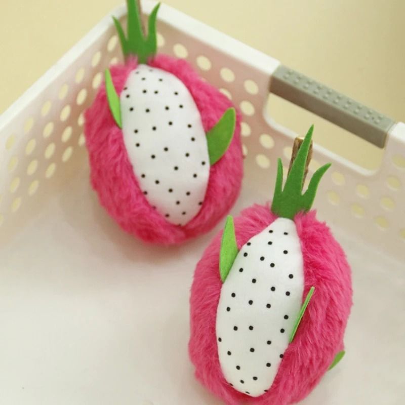 Dragon Fruit Catnip Plush Chew Toy Bite-Resistant Interactive Teeth Cleaning Toy for Cats