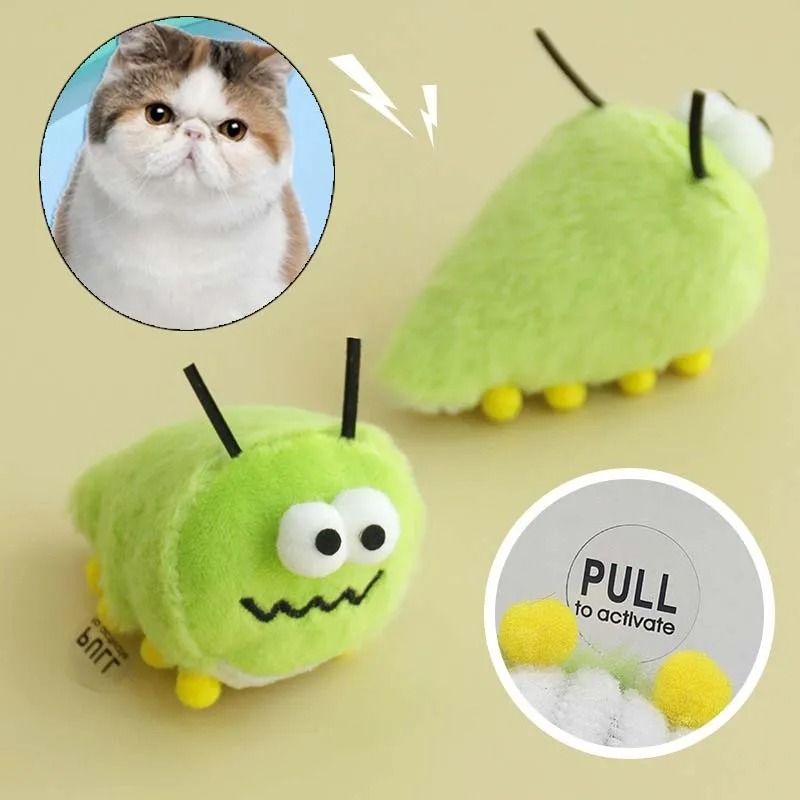 Cute Green Bug Catnip Plush Toy for Interactive Chewing, Kicking & Play