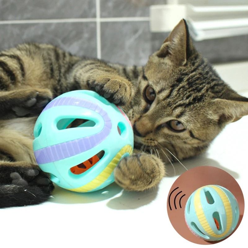 Colorful Bell Ball Cat Toys for Interactive Chase Play