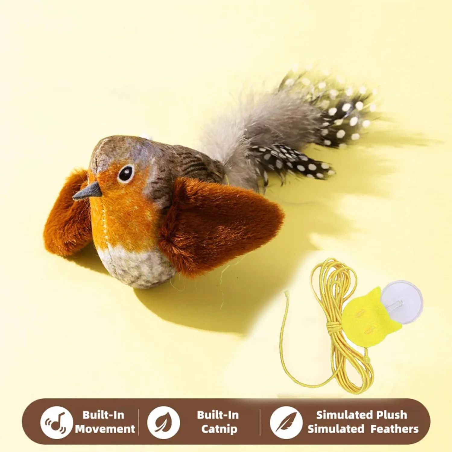 Chirping Bird Cat Toy with Catnip – Interactive Plush Hunting Toy for Indoor Cats