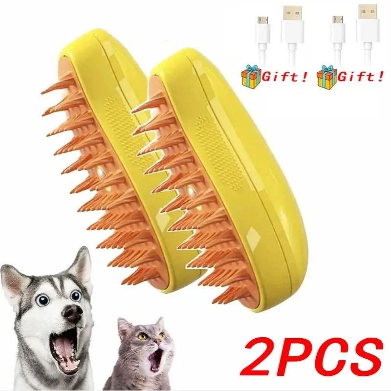 3-in-1 Rechargeable Steam Pet Grooming Brush for Cats & Dogs