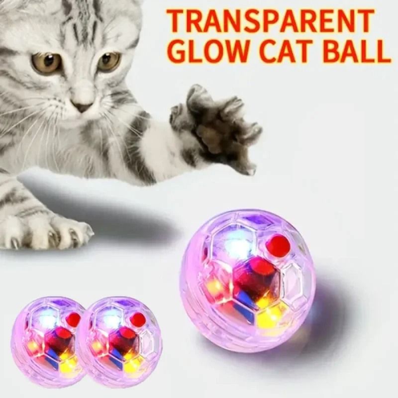 3-Pack Motion Activated Flashing Cat Ball Toys for Interactive Indoor Play