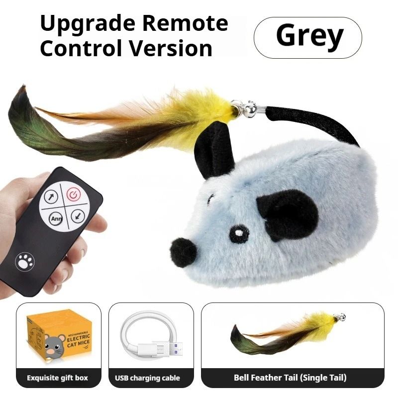 USB Rechargeable Automatic Moving Mouse Cat Toy | Interactive Squeaky Plush Toy for Cats & Kittens