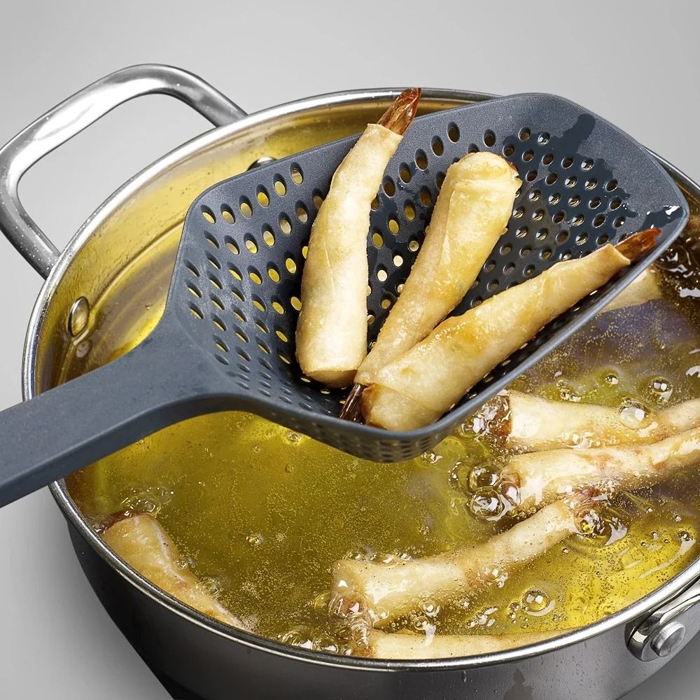 DrainEase Plastic Slotted Pasta Spoon – Durable Strainer Scoop for Cooking & Serving