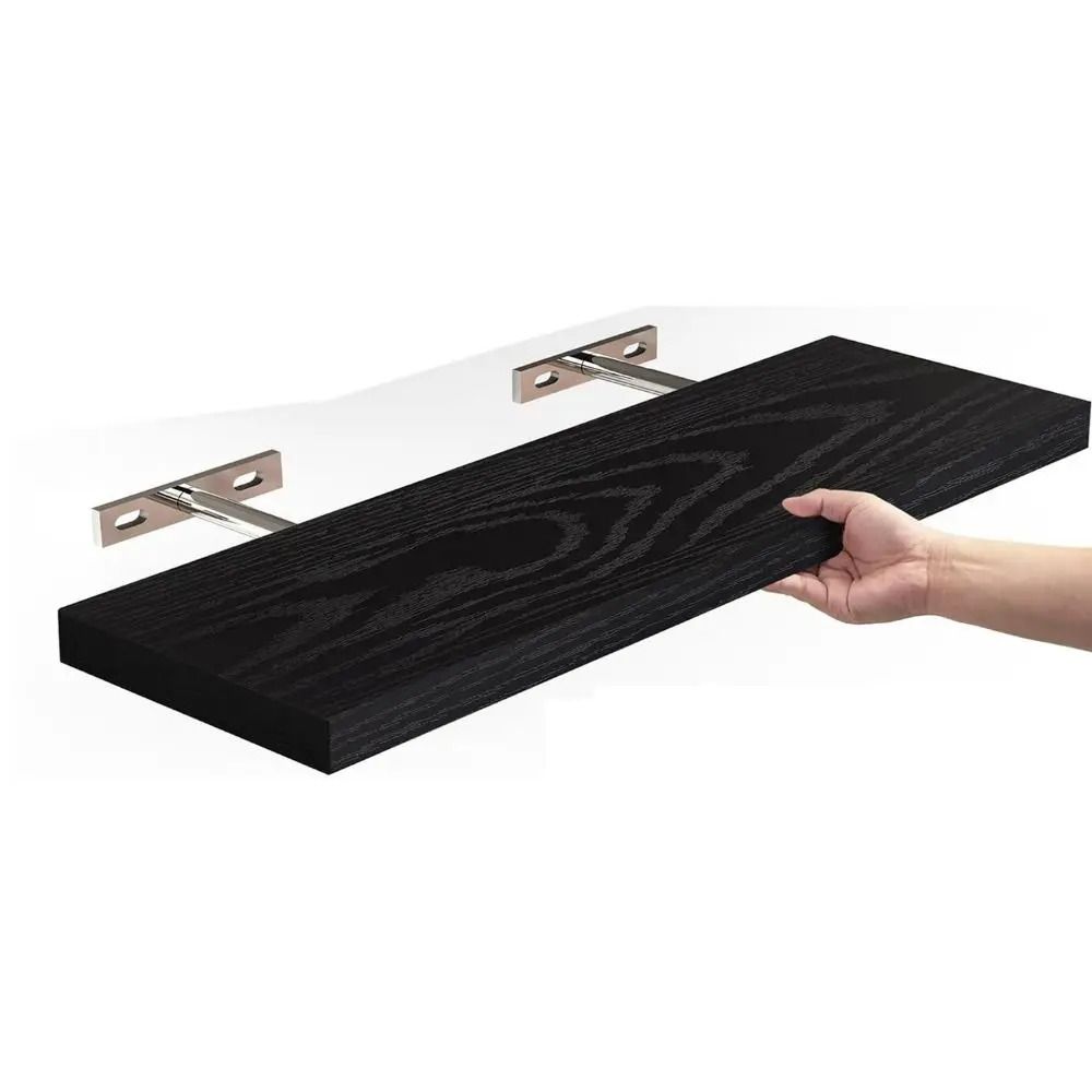 Rustic Wooden Floating Wall Shelf – Durable Wall Mounted Shelves with Invisible Brackets for Stylish Home Storage