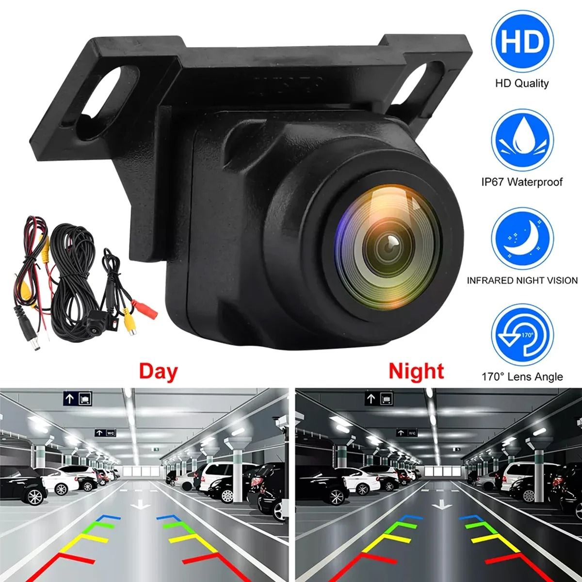 Rear View Backup Camera 1080P HD Wide Angle Waterproof Reverse Parking Camera