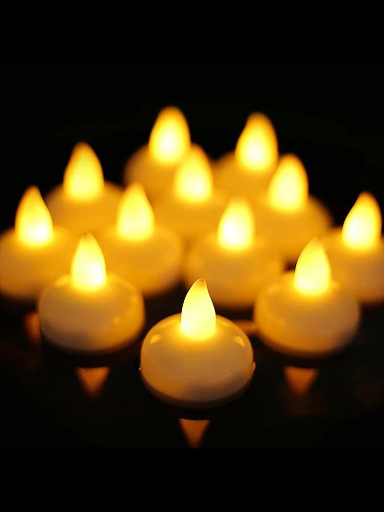 12-Pack Waterproof Floating LED Tea Lights – Flameless Flickering Candles for Pool, Vase & Wedding Decor