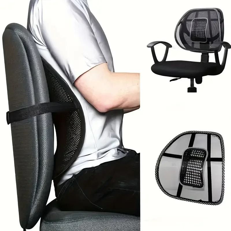 Mesh Lumbar Support Back Cushion with Massage Beads for Car Seat Office Chair and Home Comfort