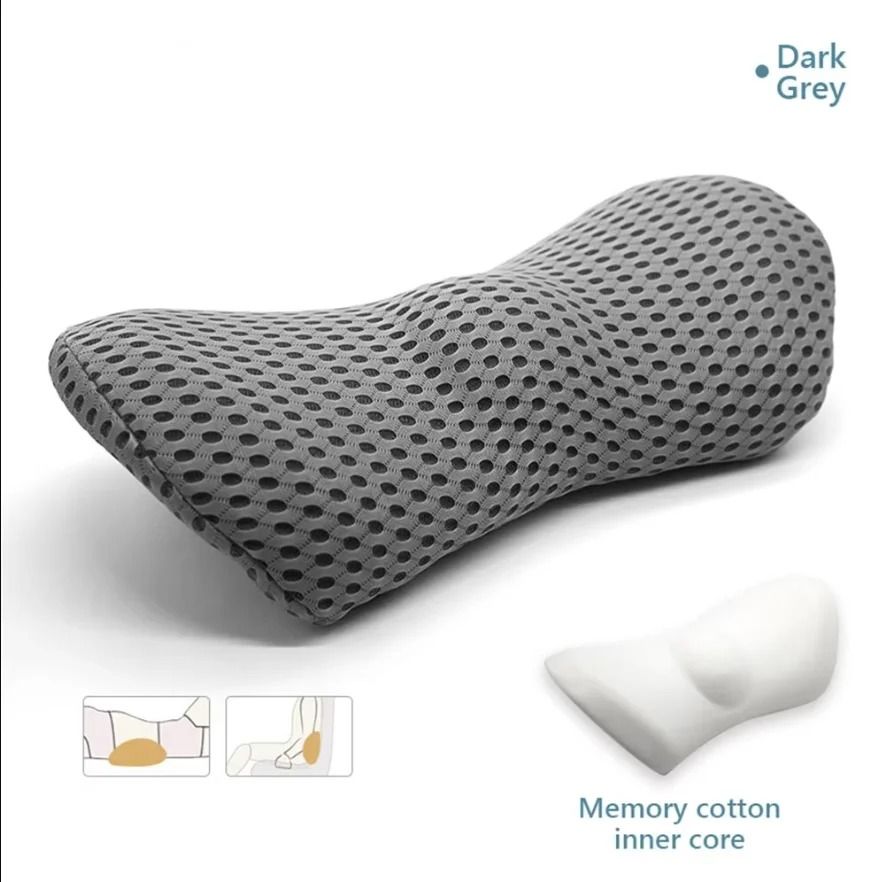 Ergonomic Memory Foam Lumbar Pillow with Removable Knit Cover for Car Seat and Office Chair