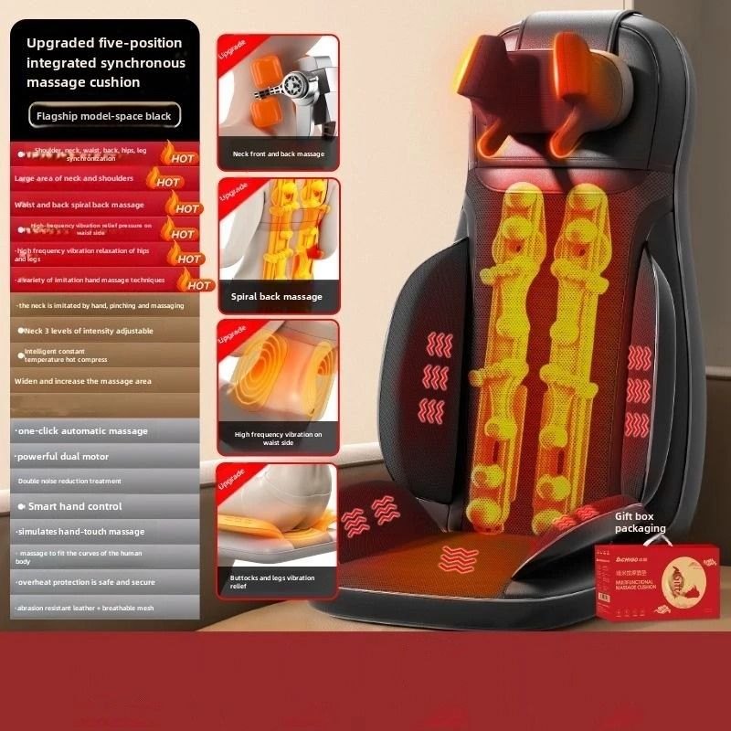 Heated Shiatsu Massage Seat Cushion with 5 Vibration Modes