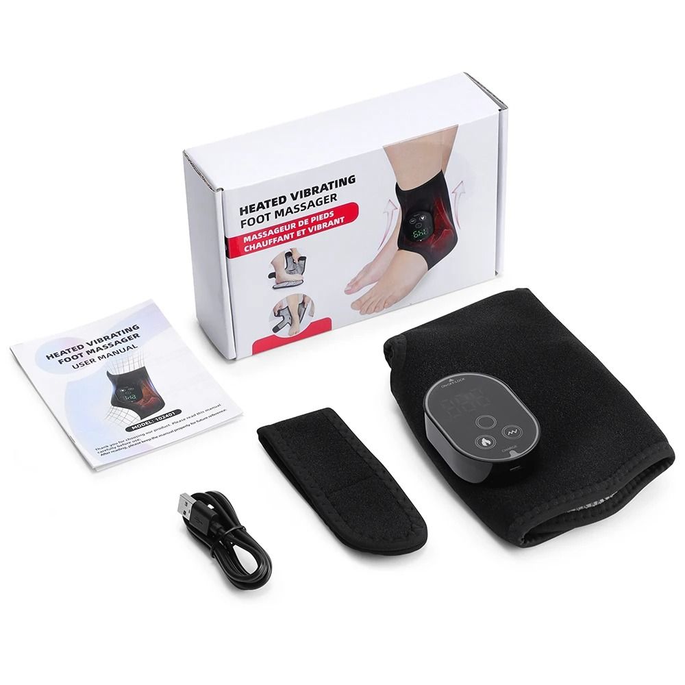 Cordless Heated Foot & Ankle Massager Wrap with Vibration for Calf Pain Relief