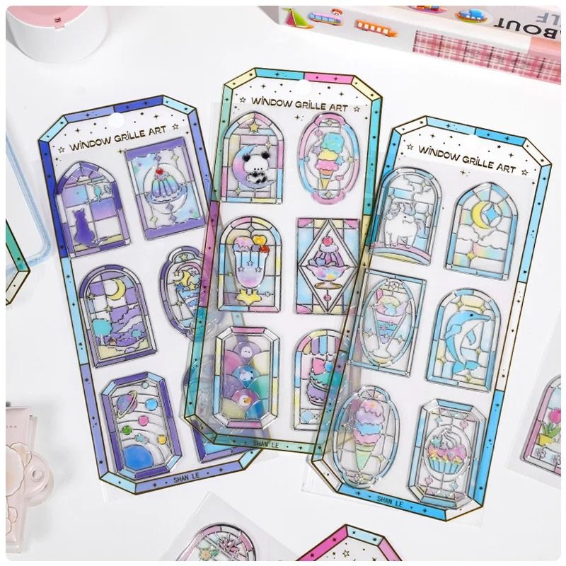 Japanese Kawaii 3D Stained Glass Dessert Scrapbook Stickers
