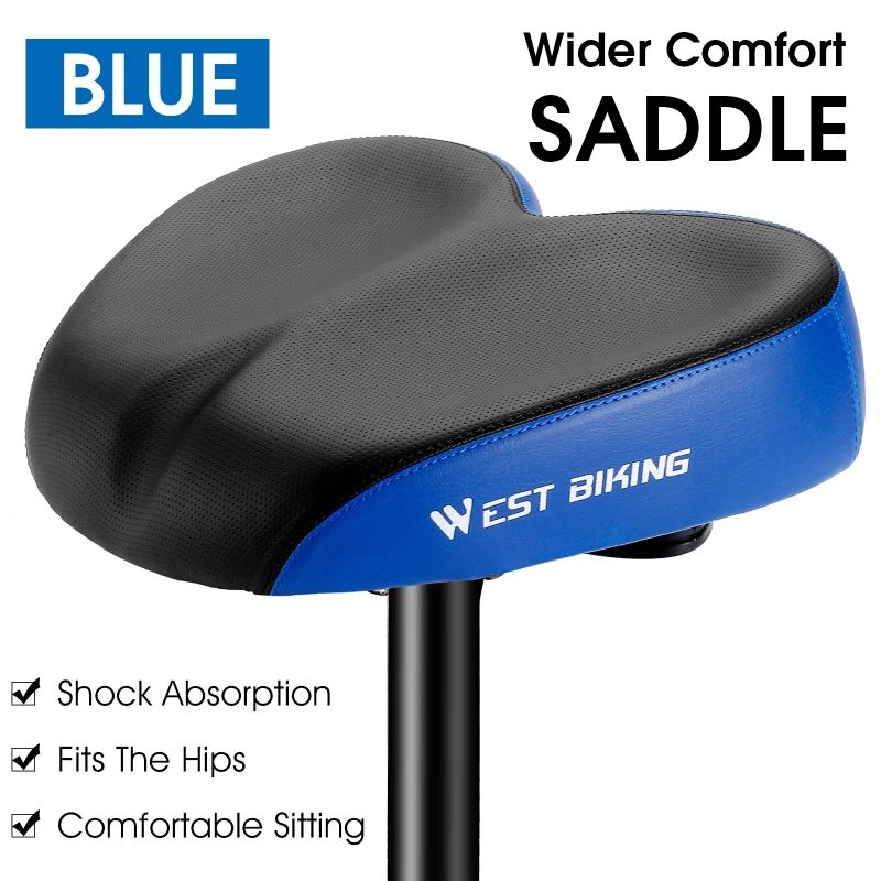 Widened Noseless Bicycle Seat Cushion – Comfortable Shock-Absorbing Mountain Bike Saddle for Men & Women