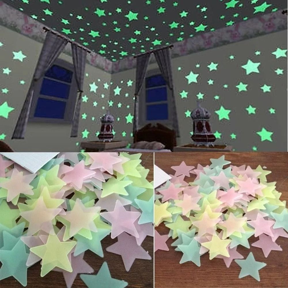 100pc Glow in the Dark Star Stickers for Kids Bedroom Ceiling Decor