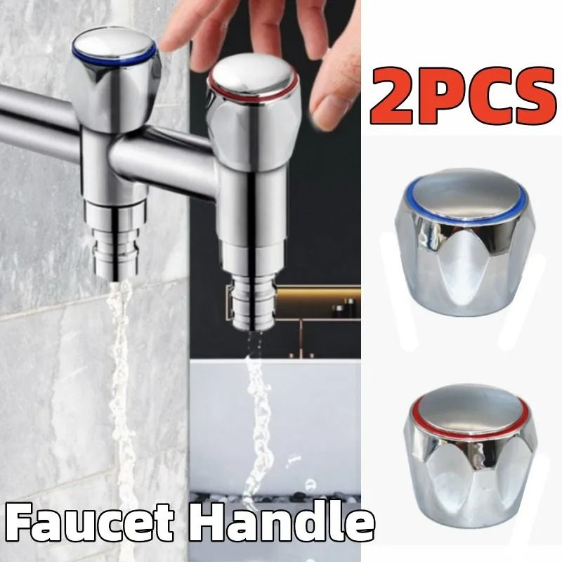 2-Piece Universal Hot & Cold Faucet Handle Replacement Set for Kitchen & Bathroom