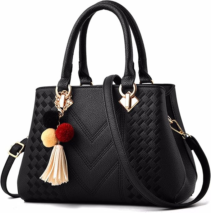 Elegant Embroidered Messenger Bag Stylish Women Leather Shoulder Handbag with Charm Accent