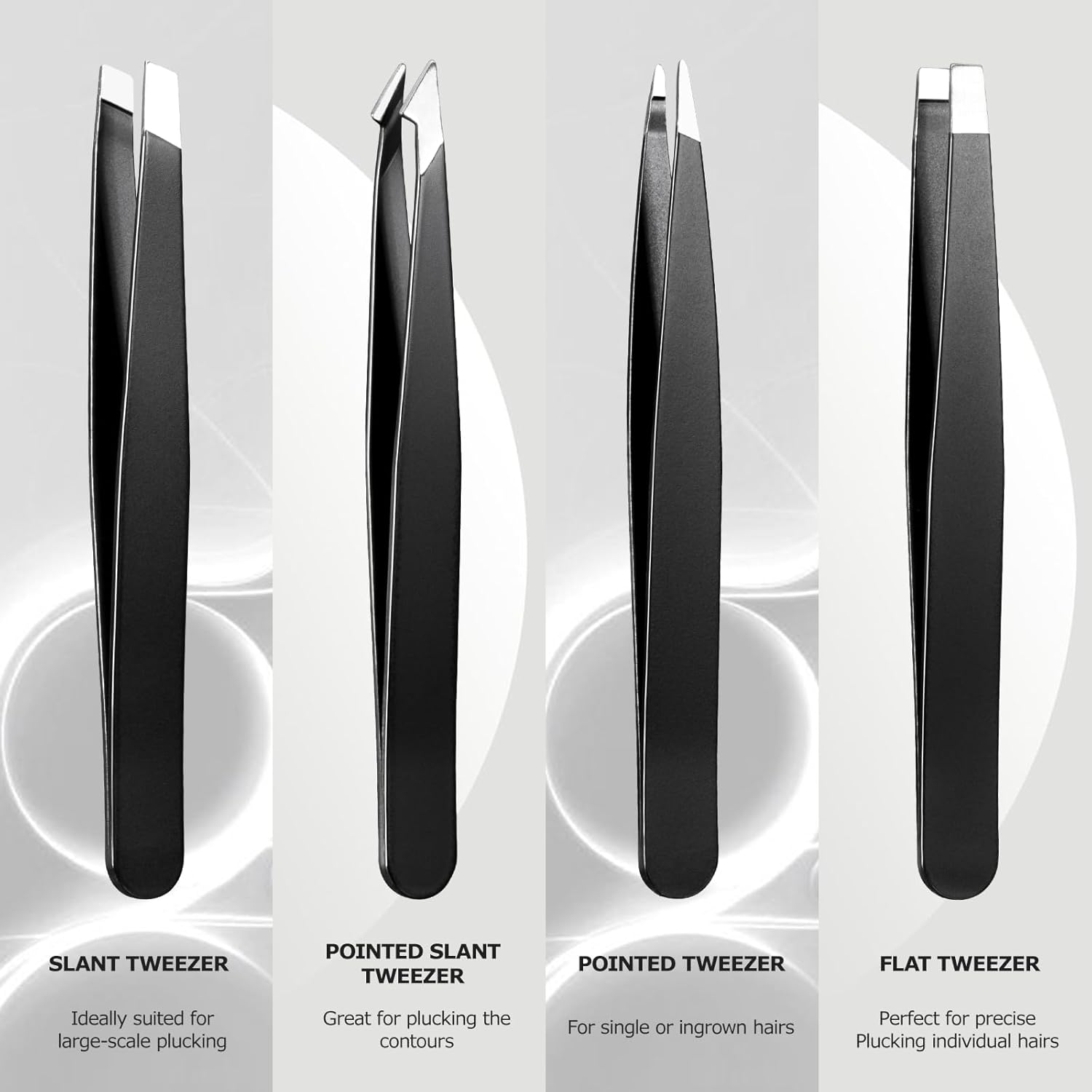 WANDIC Precision Tweezers Set – 4-Piece Stainless Steel With Anti-Static Plastic Tips, Straight/Bent/Flat Options For Electronics, Jewelry & Crafts