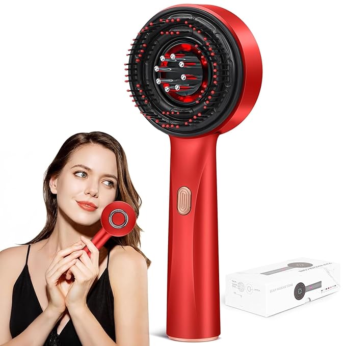 Electric Scalp Massage Comb with Red Light Therapy – Hair Growth Stimulator & Oil Applicator for Anti-Hair Loss Care