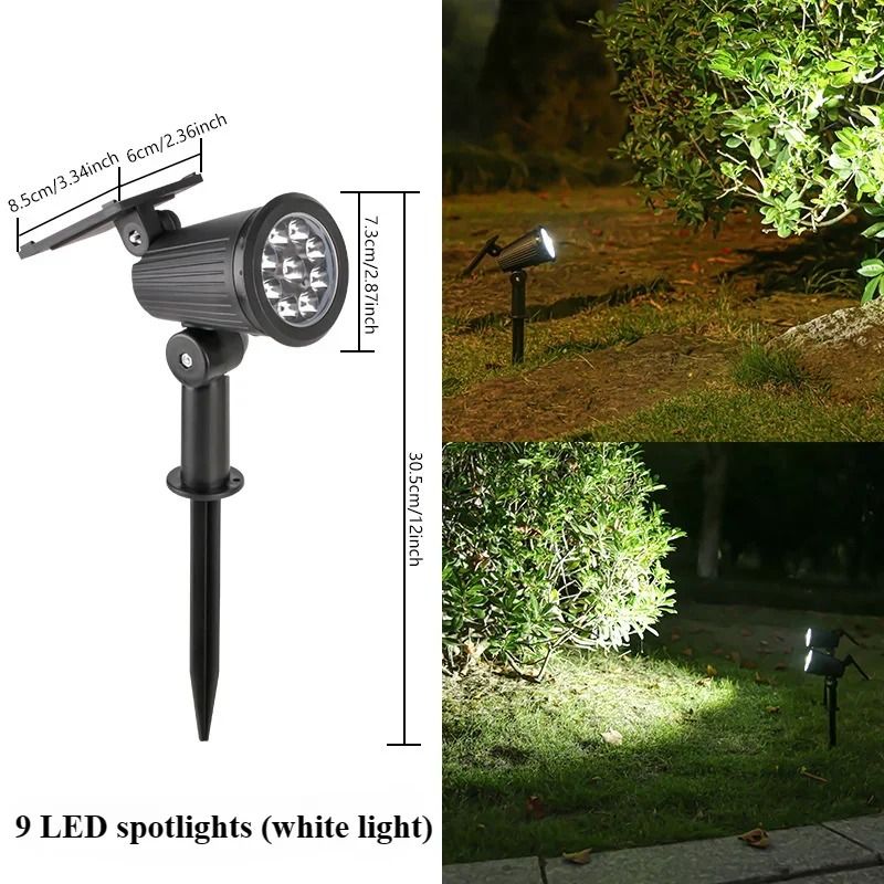 9 LED Waterproof Solar Spotlight for Outdoor Garden, Lawn, and Landscape Pathway Lighting