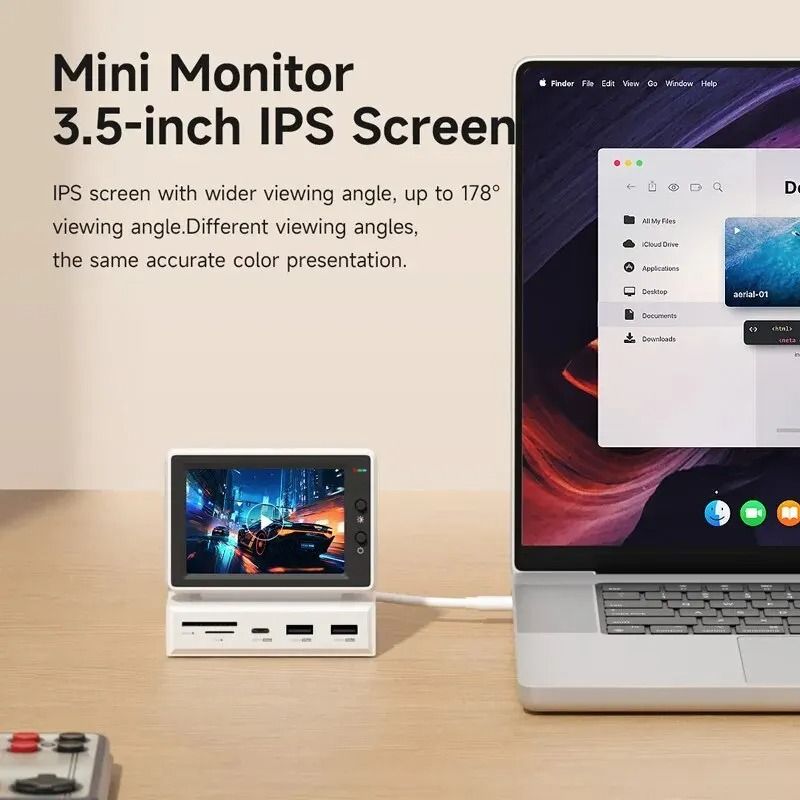 Hagibis 3.5 Inch Mini IPS Sub Screen Display with USB C Hub