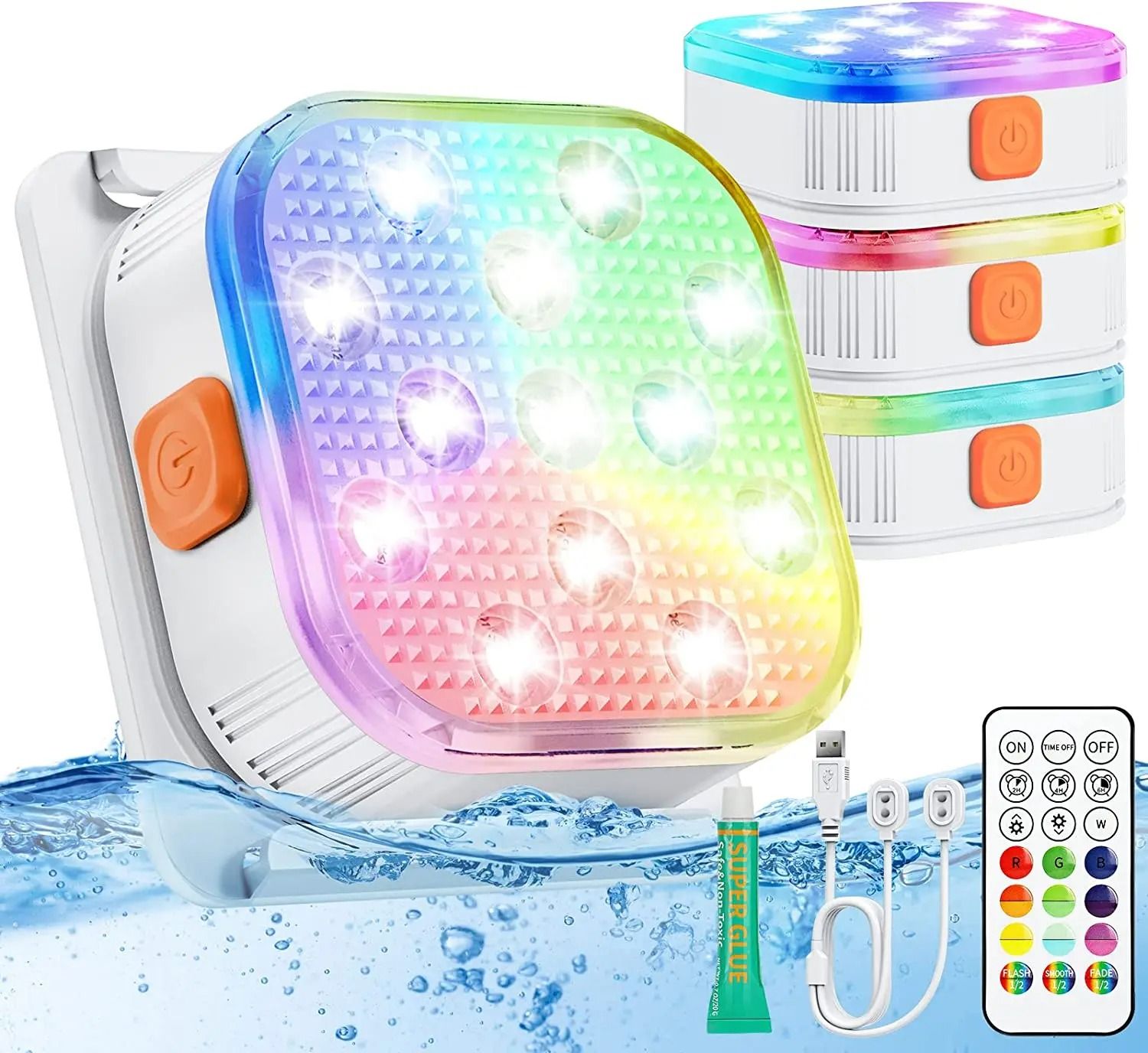 Rechargeable LED Submersible Pool Lights with Remote and Tim | Inspire ...