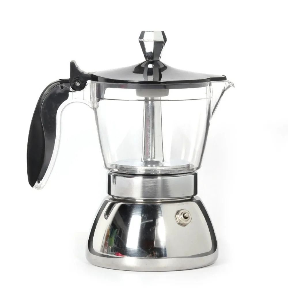 Visible Stainless Steel Moka Pot Coffee Maker with Transparent Pot Body for Espresso and Home Brewing