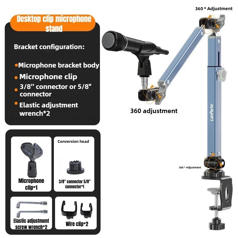 Adjustable Mic Boom Arm with Desk Mount and Detachable Riser for Streaming Recording or Podcast Setup