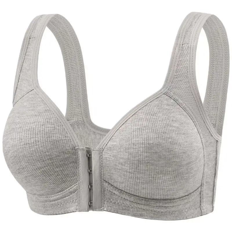 Womens Front Closure Wireless Bra with Full Coverage and Fixed Cups for Everyday Support