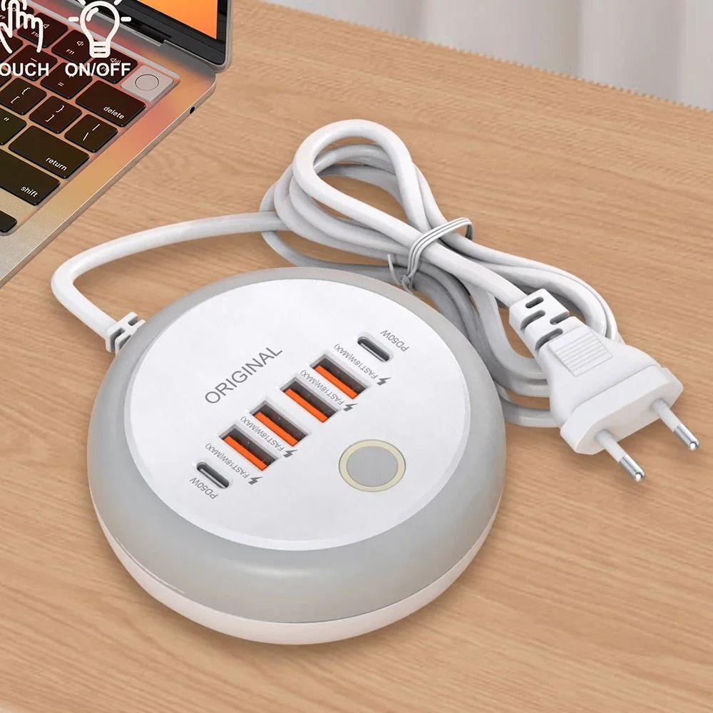 50W Multi Port USB C Power Strip Charger with Fast Charging Adapter for iPhone Android and Mobile Devices