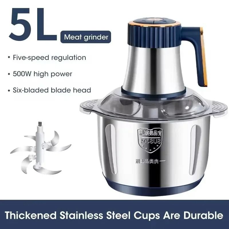 Electric Stainless Steel Meat Grinder and Food Processor for Chopping Meat Vegetables Garlic and Fruits in the Kitchen