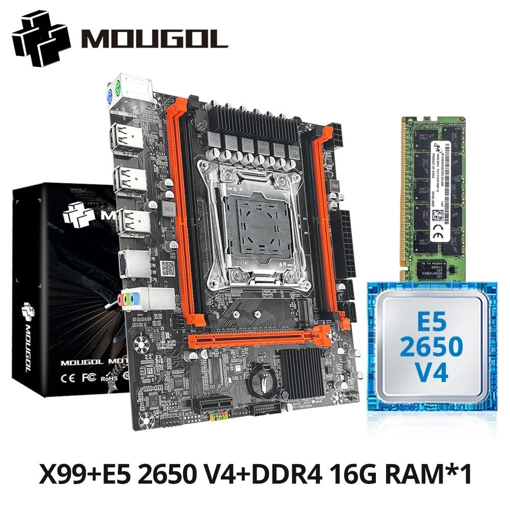 MOUGOL X99 Motherboard with Intel Xeon E5 2650 V4 CPU Support for DDR4 M2 NVMe