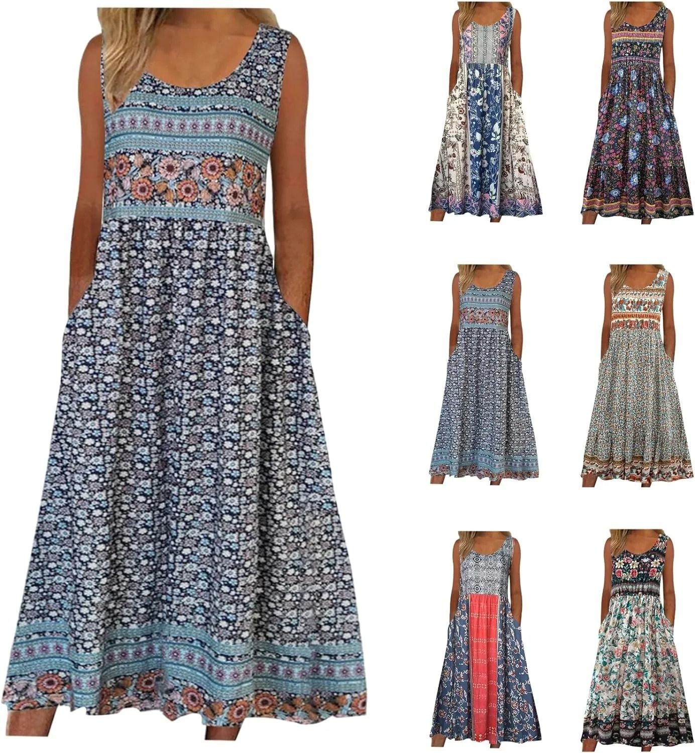 Women's Sundress Boho Smocked | Midi main image 1