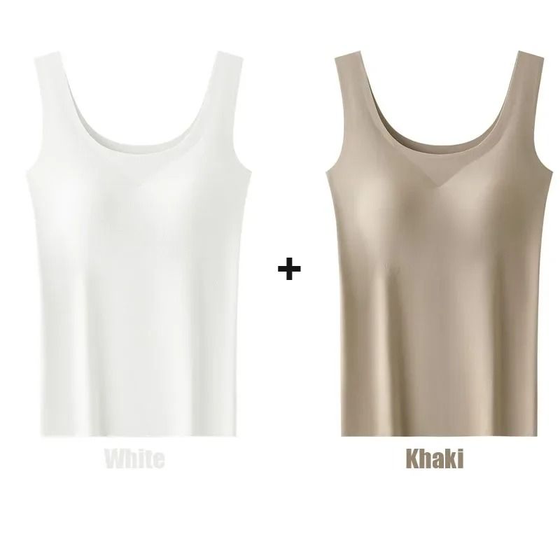 Silk Seamless Tank Top with Chest Pad for Women