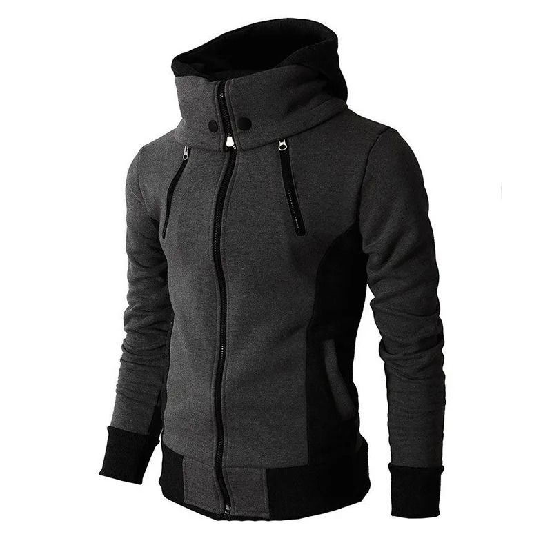 Men Slim Fit Fleece Bomber Jacket with Scarf Collar and Hood