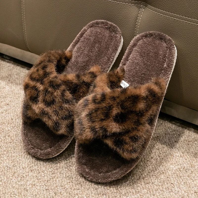Mens Leopard Print Slide Slippers Breathable Open Toe House  display picture 2