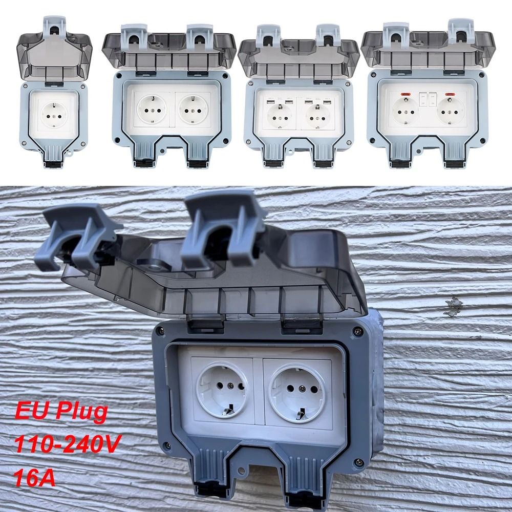 Double EU Weatherproof Outdoor Wall Power Socket with USB Ch | Inspire ...