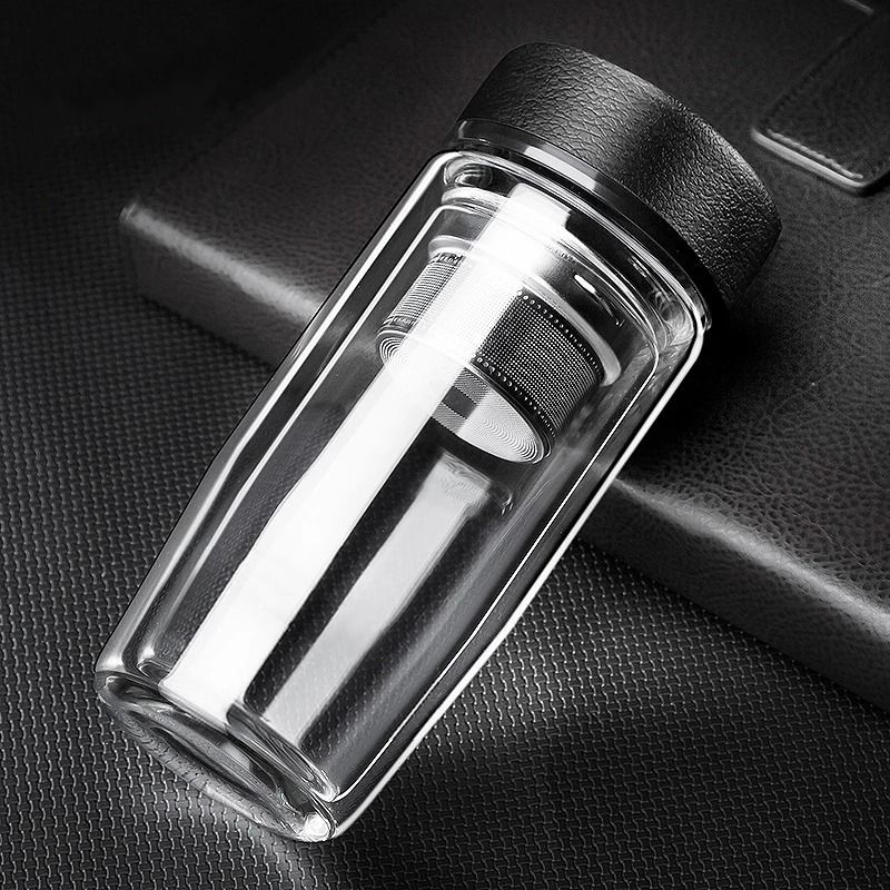 Double deck glass cup portable tea milk coffee glass cup wit | Inspire ...