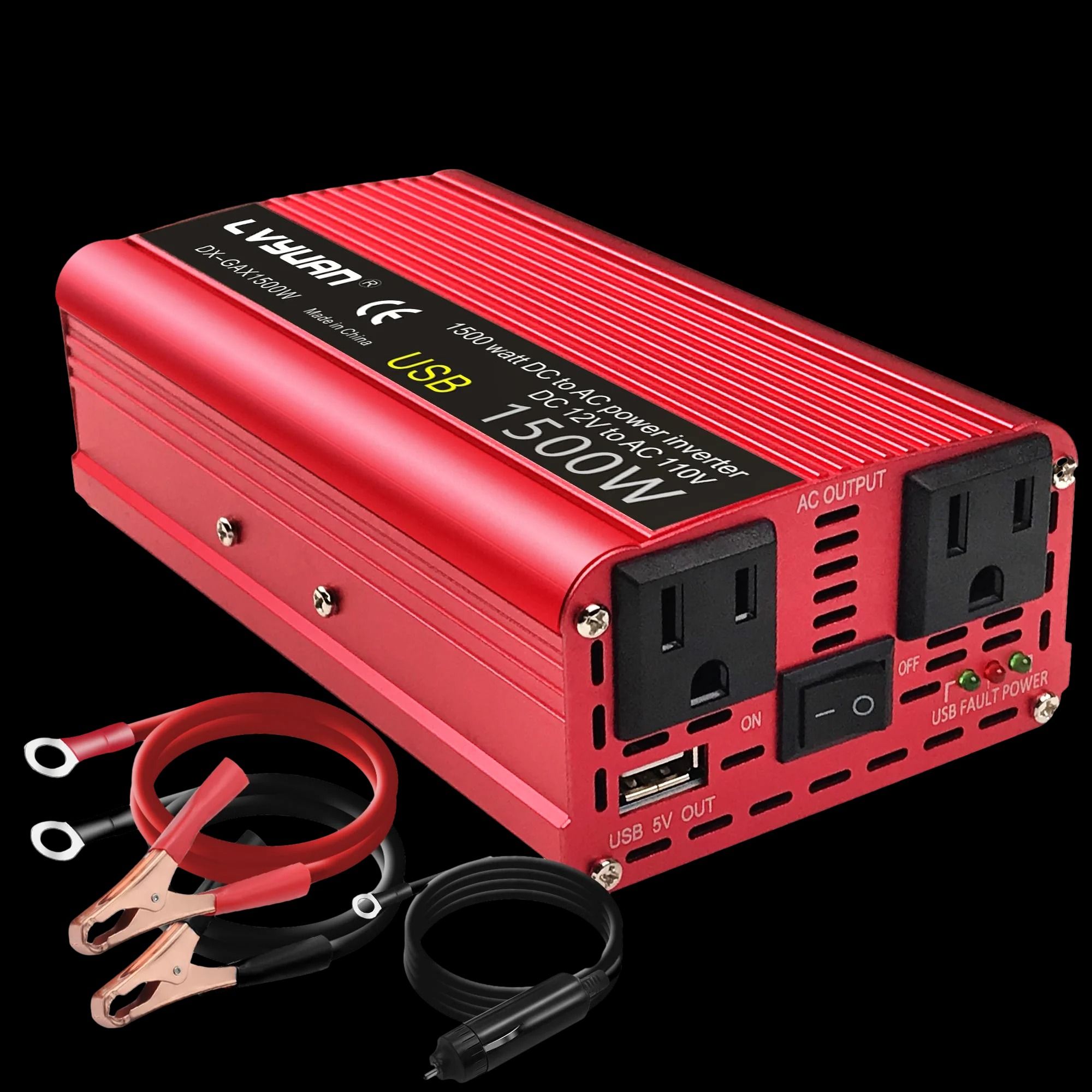 Car Inverter DC12V to AC110V Power Adapter Portable Outdoor Charger with US Socket