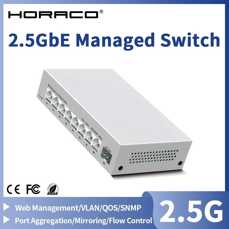 HORACO 2.5GbE Managed Switch 8 Port Network Switch with 10G SFP Slot