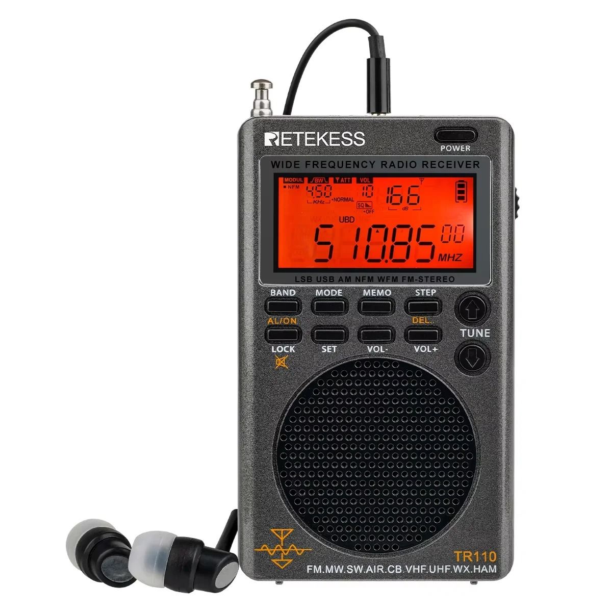 Retekess TR110 Portable Shortwave Radio with AM FM SSB and All Wave Band Receiver