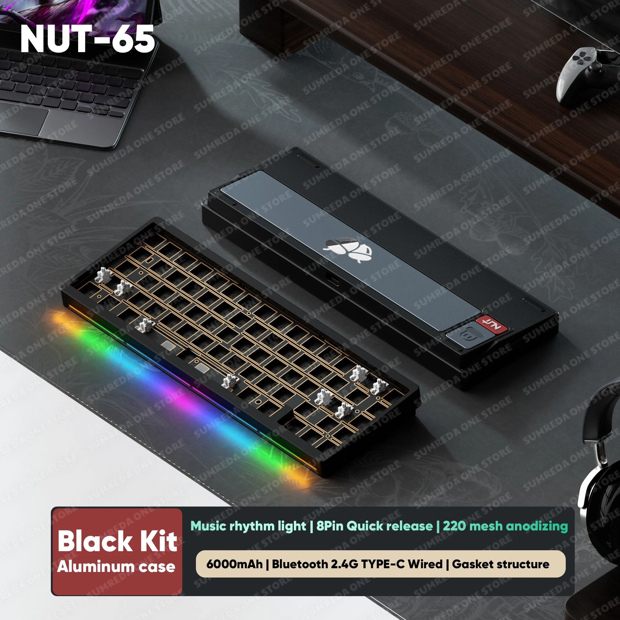 Lucky65 V2 65 Keys Mechanical Keyboard with Aluminum Case RGB Lighting and Hot Swappable Switches