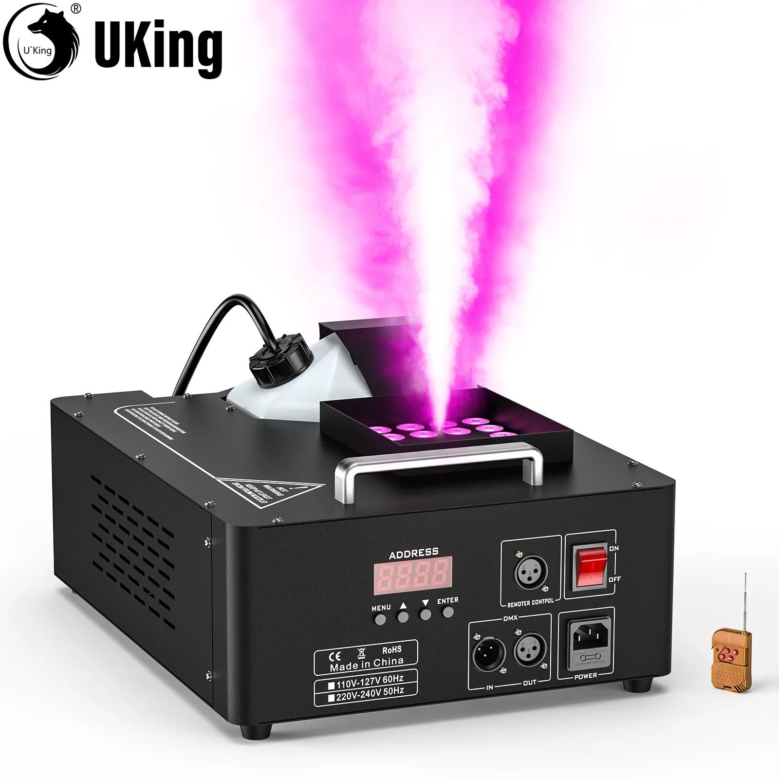 UKing 1500W RGB 3 in 1 Fog and Bubble Machine with 24 LED Lights