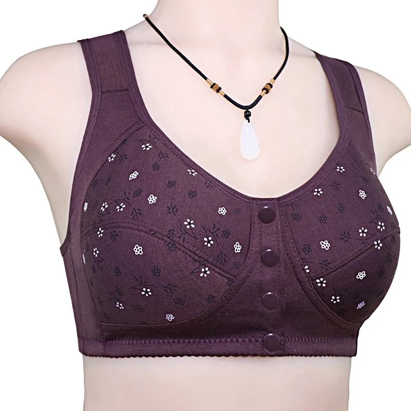 Comfortable Cotton Wireless Bra with Front Closure for Women