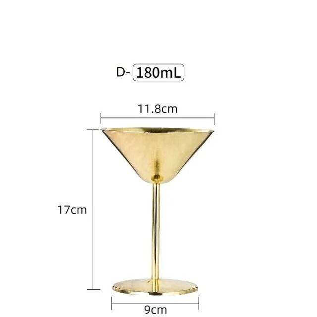 Stainless Steel Cocktail Flute Metal Wine Cup Martini Glass