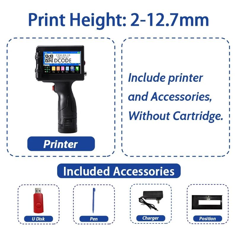 DCODE 1750PLUS Portable Handheld Inkjet Printer Text QR Barcode Label Machine