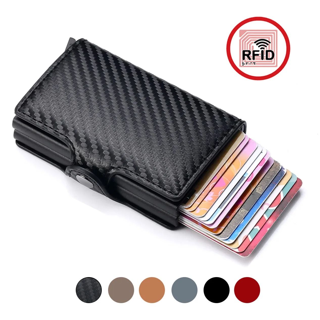 RFID Men Carbon Fiber Slim Card Wallet with 14 Card Slots | Inspire Uplift