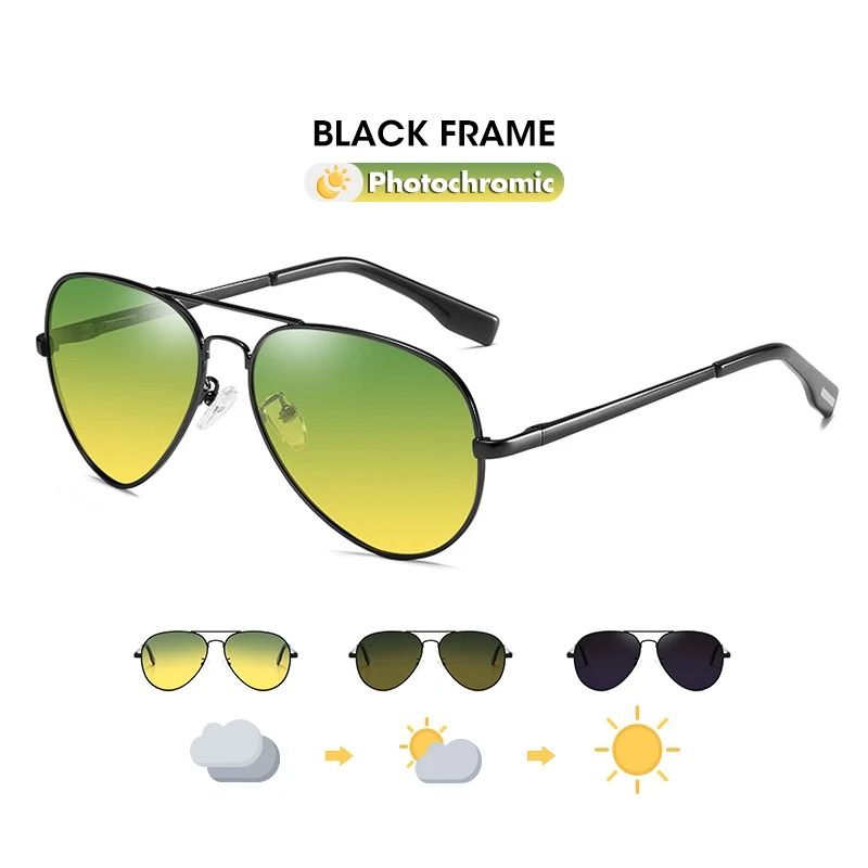 Photochromic Polarized Sunglasses for Men and Women Night Vision Driving Glasses