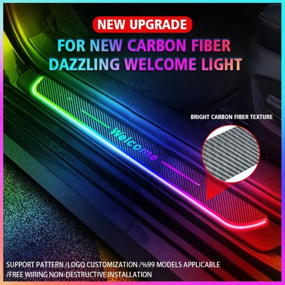 Dream Color Carbon Fiber LED Door Sill Lights Set of 4