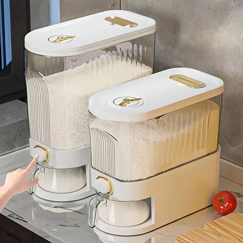 5kg 10kg Rice Dispenser Large Pantry Storage Container with Measuring Cup and Time Markings